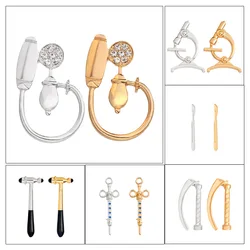 Medical Devices Enamel Pin Syringe Scalpel Microscope Percussion Hammer Hijab Lapel Pin Backpack Badge Nurse Doctor Jewelry Gift