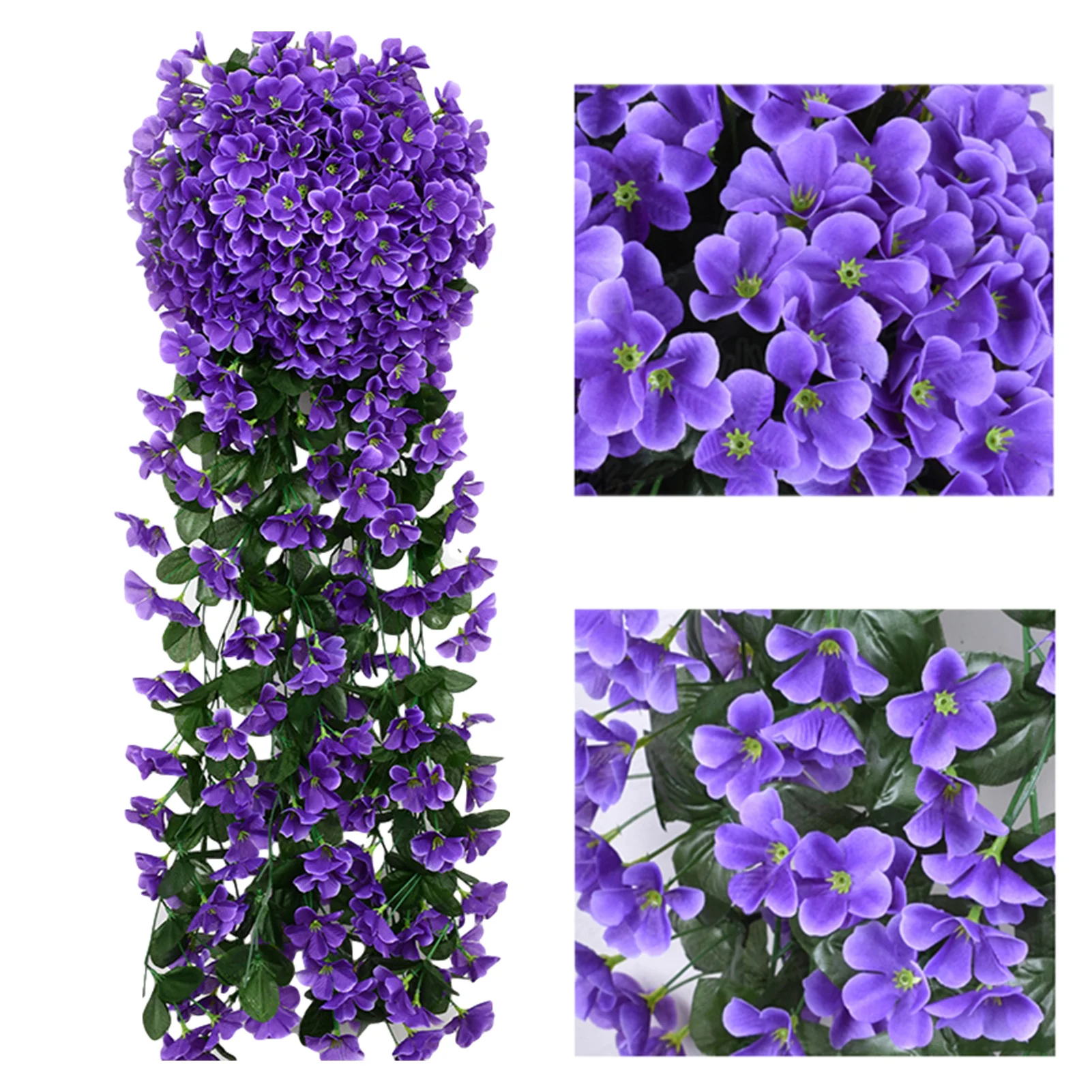 Artificial Ivy With Flower Wreath Simulated Violet Chlorophytum Wall Hanging Home Gardens Decoration Wedding Celebration