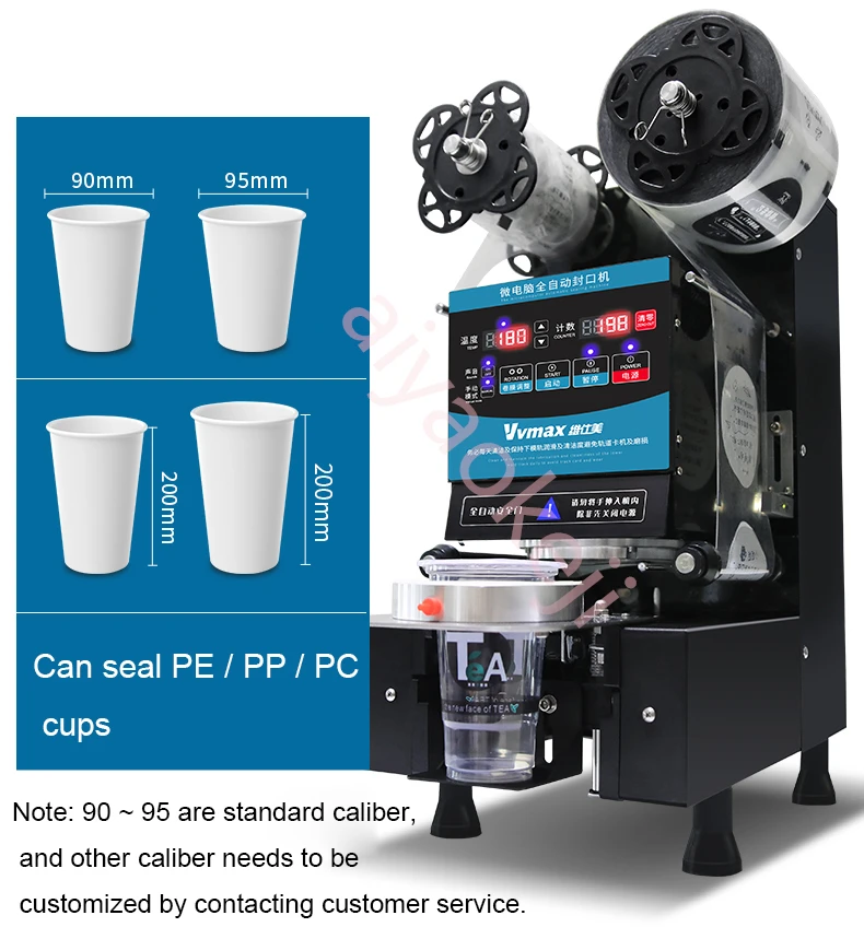 Copo automático selador de garrafa de bebida aferidor do leite chá pode selar máquina copo de papel plástico máquina de selagem de leite de soja