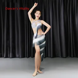 Belly Dance Bra+Split Skirt Profession Performance Clothing Female High End Sexy Tassel Suits Practice Clothes Spring And Summer