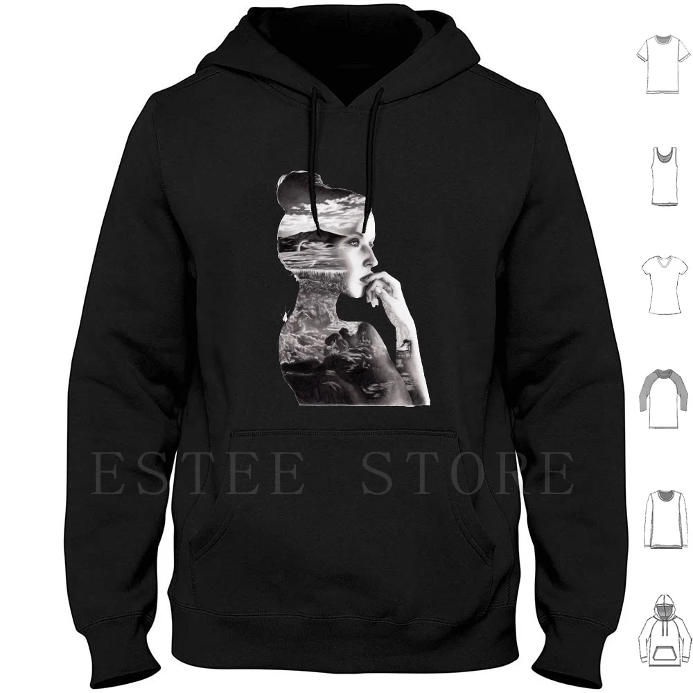 Double Exposure Hoodies Double Exposure Realistic Drawing Realism Womens Portrait Nature Hyper Realism Artist