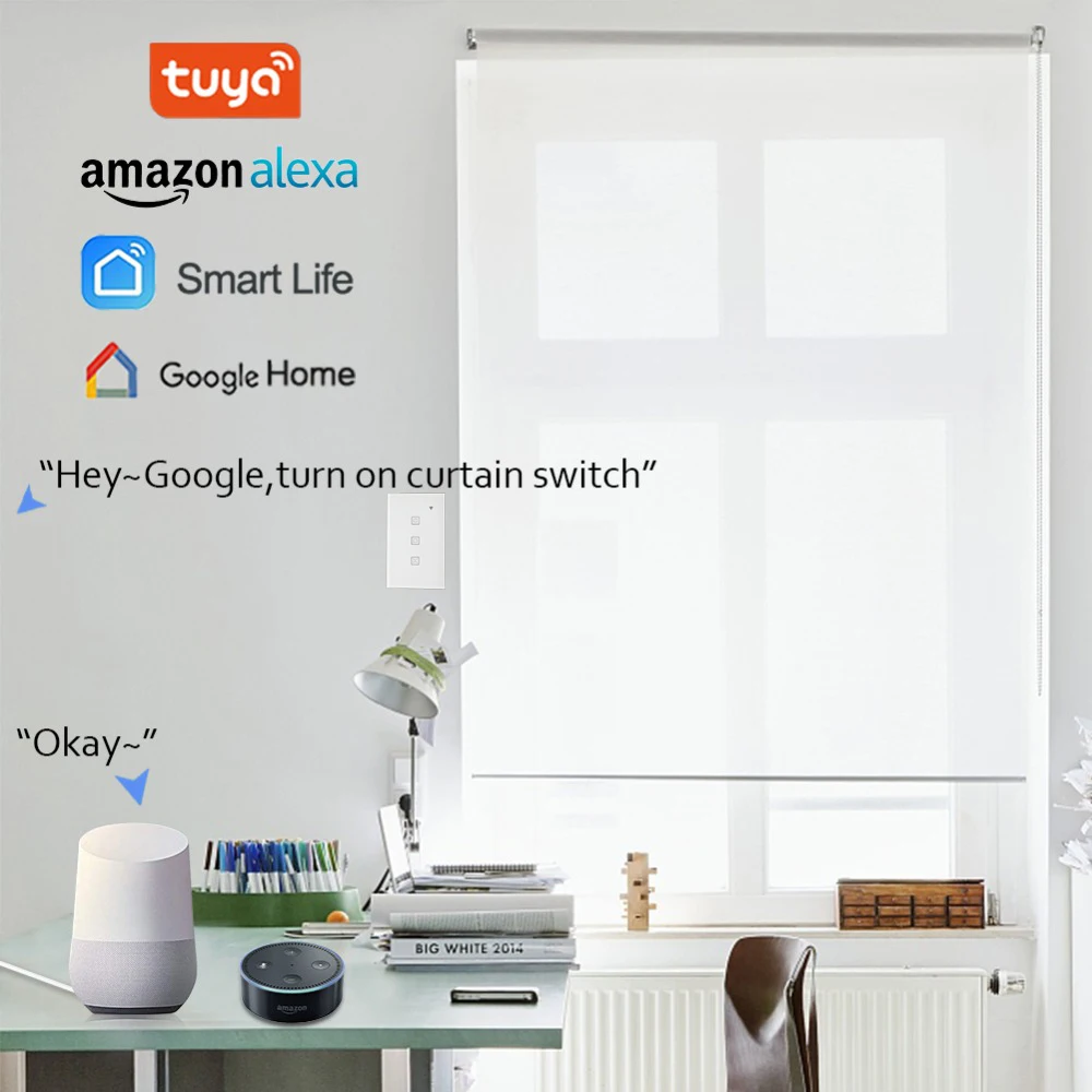 Tuya WiFi Smart Switch for Motorized Roller Shutter Blinds Curtain App Remote Control Voice Command Works with Alexa Google Home