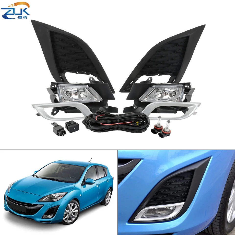 ZUK Car Styling Front Bumper Fog Light Fog Lamp Modification Set For Mazda 3 BL 2008 2009 2010 2011 2012 2013 Hatchback Sedan