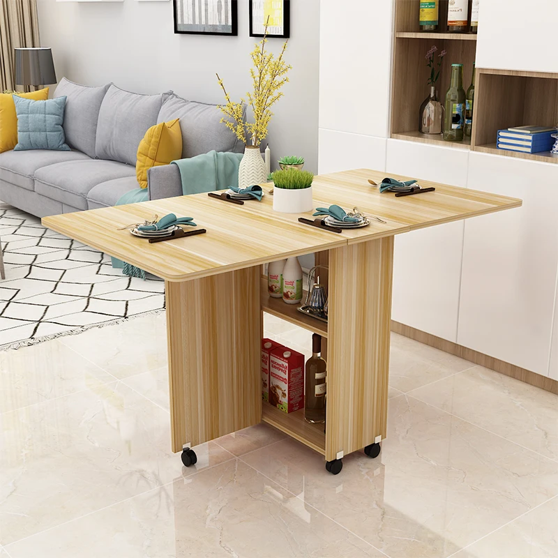 Folding Dining Table Modern Simplicity Multifunctional Movable Storage Kitchen Table Home Furniture Living Room Extendable Table