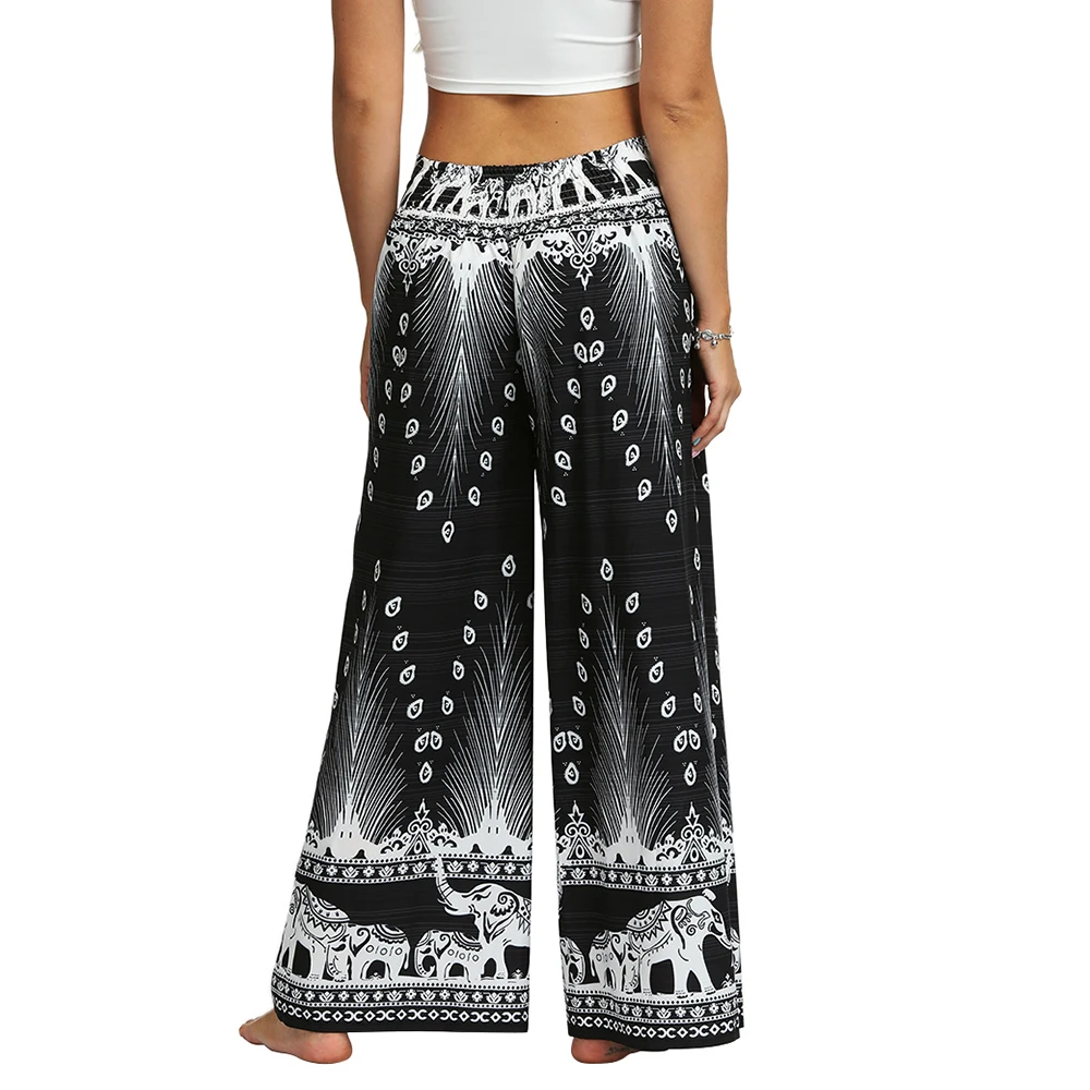 Harem Pants Slit Wide Leg Yoga Pants Palazzo Casual Beach Boho Hippie Pants For Women