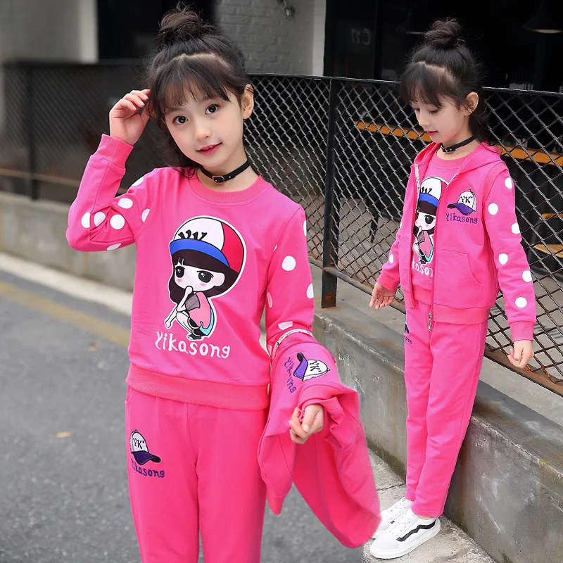 Fashion Girls Clothes Sets Autumn Winter Vest + Coat + Pants 3PCS Baby Kids Tracksuit Children’s Clothing Teen 5 6 8 10 12 years