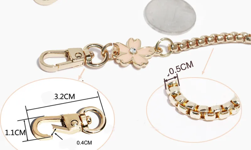 Designer flower chain strap gold metal chain for handbag bag purse parts replacement Accessories Hardware high quality