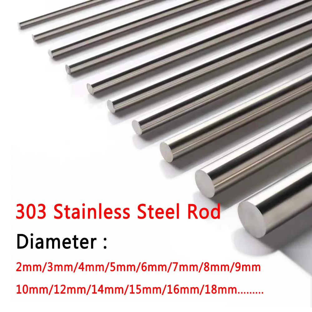 2Pcs-5Pcs 303สแตนเลสสตีล Rod 2Mm 3Mm 4Mm Linear Shaft แท่งเมตริกรอบบาร์ Ground 100มม.-500มม.ความยาว
