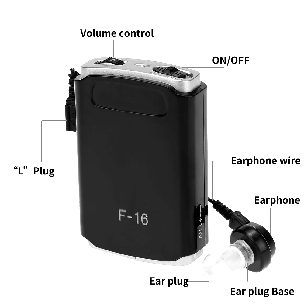 Personal Black hearing aid adjustable Pocket Sound Receiver Amplifier Hearing Care For Bigger Sound Hearing Care  Sound clear