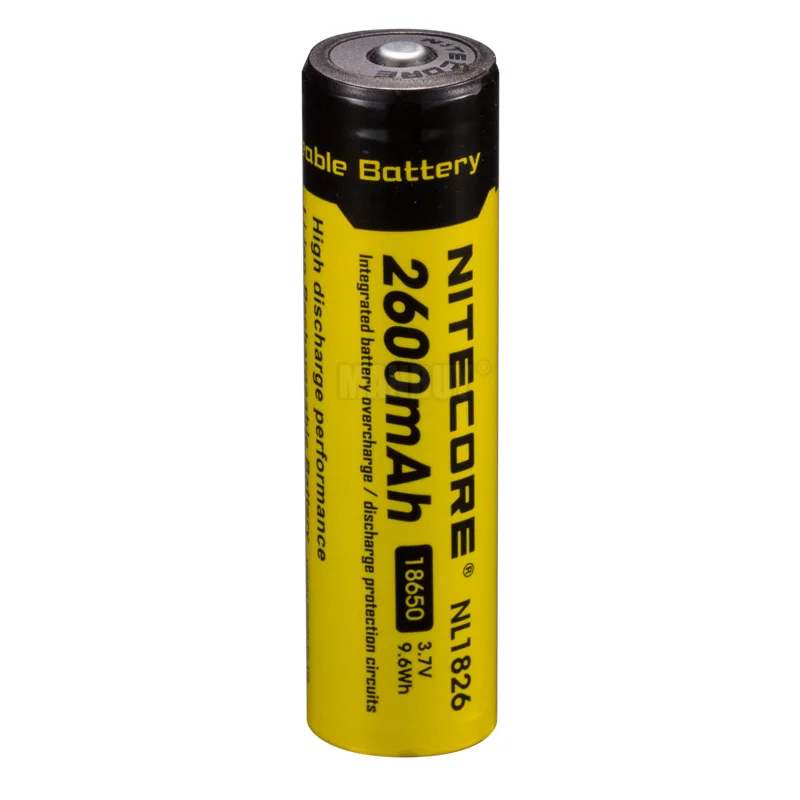 2024 Original NITECORE NL1826/NL186 2600mAh 3.7V 9.6Wh Protected 18650 Li-ion Rechargeable Battery Button Top High Drain Devices