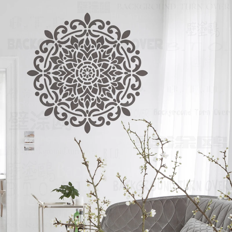 

80cm - 120cm Stencil Mandala Extra Large Big Wall Flower For Painting Round Decors Walls Floor Template Brick S103