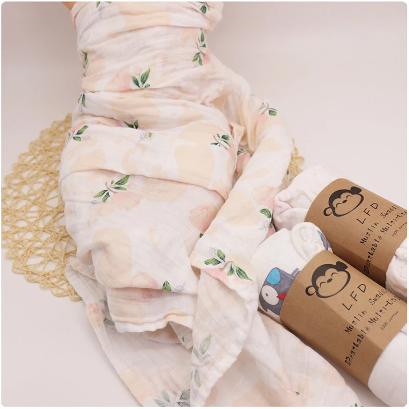 

100% Cotton muslin baby blanket swaddle wrap for newborn blankets babies bath towel very soft Multi-use big diaper bedding