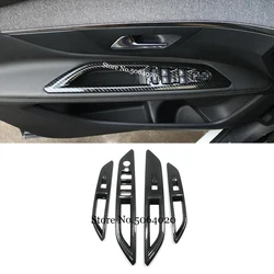 ABS Carbon fibre For Peugeot 3008 GT 2017-2021 Car Accessories Car Window Lift Switch Button Cover Trim Door Armrest Panel Frame