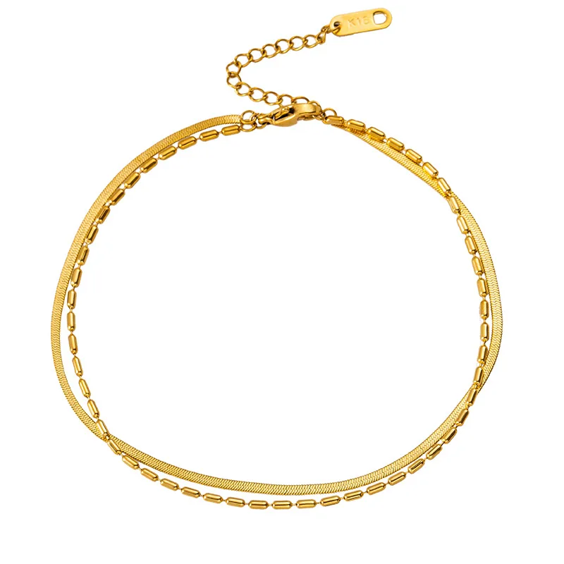 Fashion Jewelry Stainless Steel Women\'s Anklet Women\'s Jewelry Multilayer Gold colour Anklet