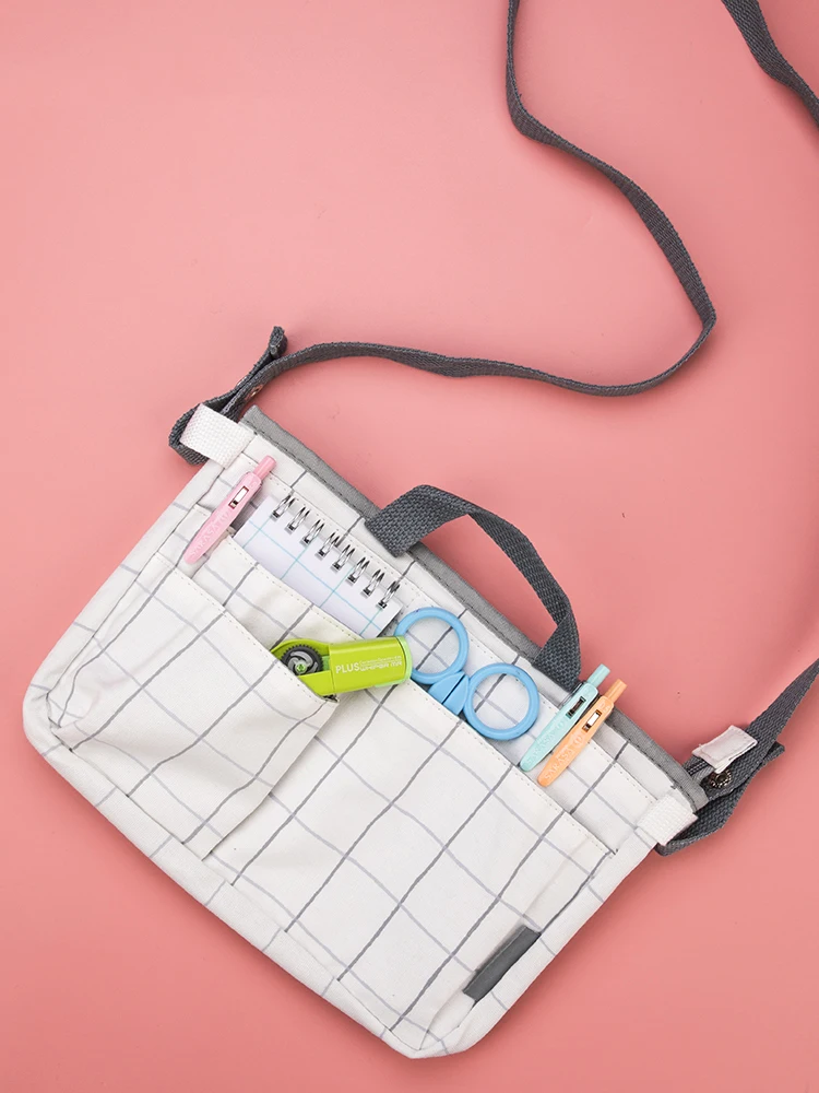 1pc KOKUYO Line Field Series Pencil Bag Simple Design Large-capacity Messenger Bag Cosmetic Pouch Stationery Storage Bag