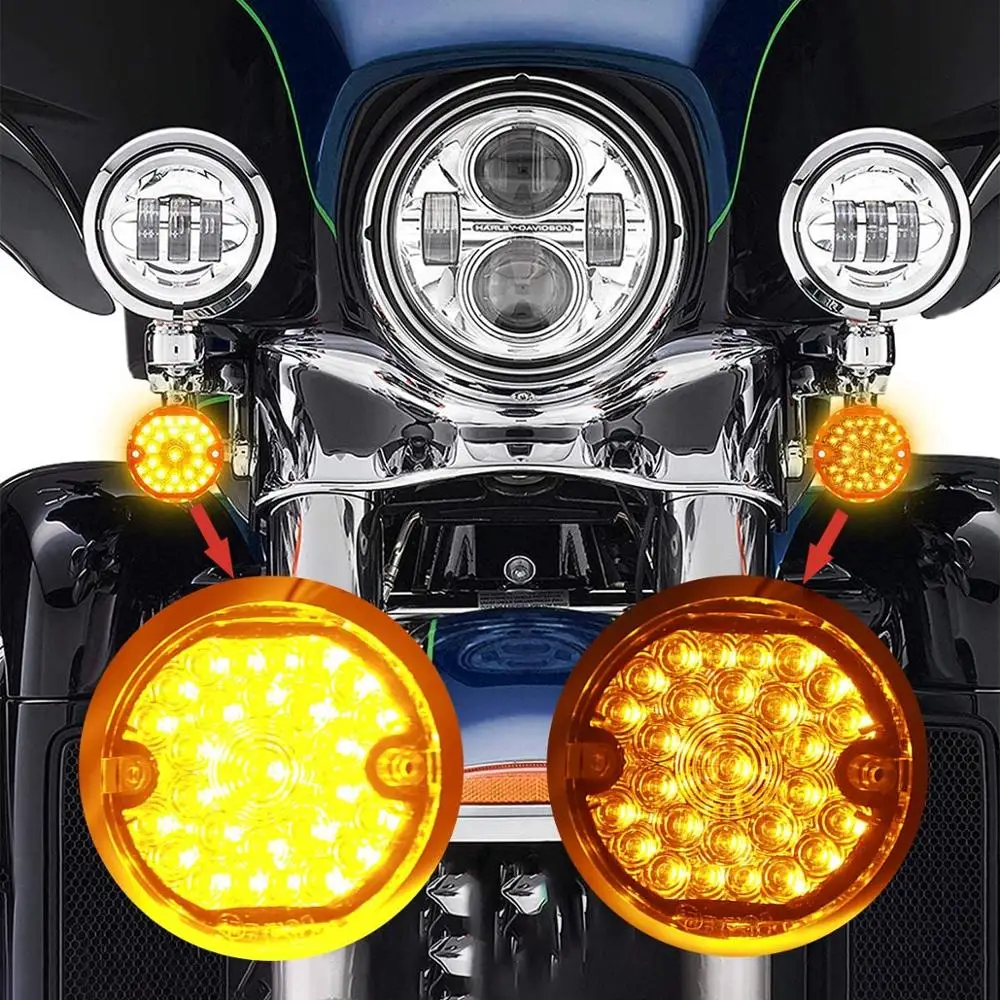 3.75 Inch 1157 Front Led Motorcycle Turn Signal Light Amber Lamp For Harley Road King Classic Ultra Classic/Limited FLSTC FLSTN