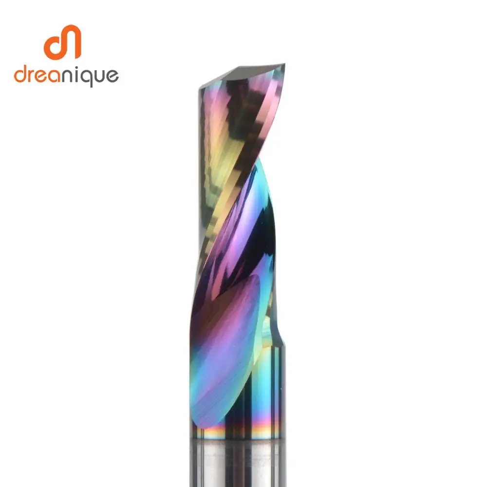 Dreanique-CNC Fresa Bit para Alumínio, Flauta Única, Tungstênio Sólido, Liga de Carboneto, End Mill, DLC Revestimento, 3.175, 4mm, 6mm, 8mm, 1Pc