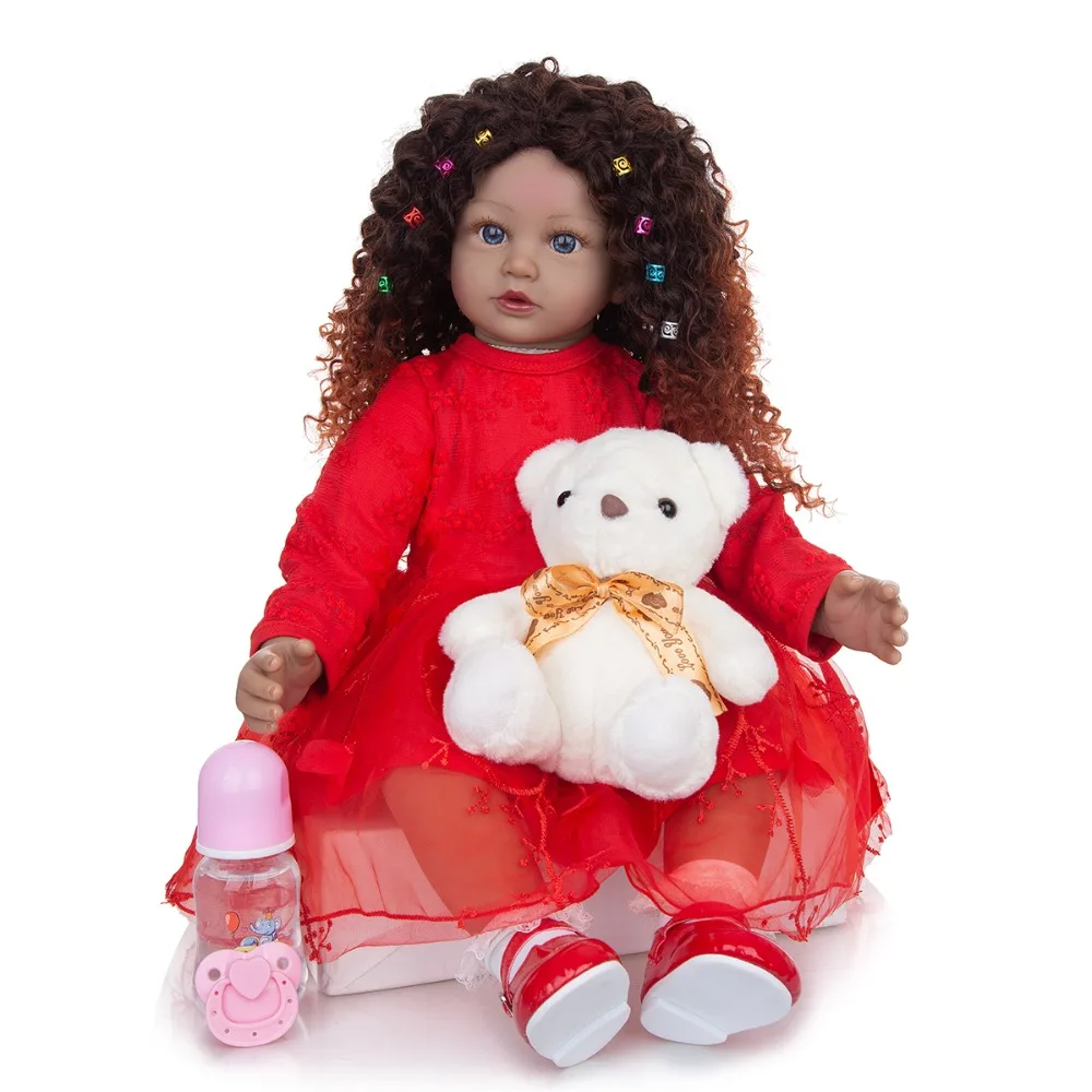 New Design Reborn Baby Dolls Black Skin 60 CM Cloth Body Toddler African Doll Babies Toy For Kids Christmas Birthday Gift