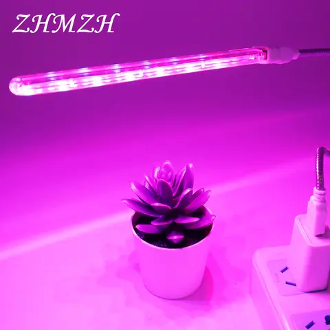 21LEDs Plant Growth Lamp USB Portable LED Grow Light Full Spectrum Phyto LED Growing Lights Powered by DC5V Adapter Power Bank