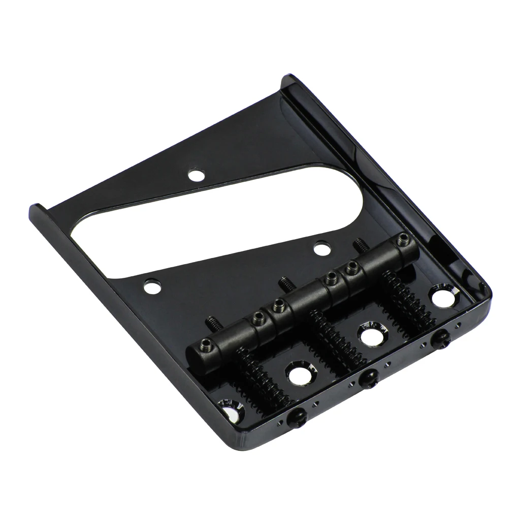 FLEOR Vintage 3-Saddles Guitar Bridge TL Hardtail Fixed Bridge Guitar Parts, Black or Chrome