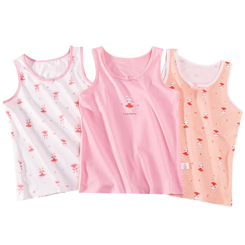 Girl Cute Cartoon Design Singlet Underwear Tank Cute Princess Undershirts Cotton Tank Tops for Baby Girl Size 3-10T 3Pcs/Lot