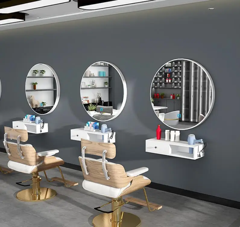 Simple barber shop mirror online celebrity hairdressing mirror hair salon special tide cabinet integrated LED floor mirror with