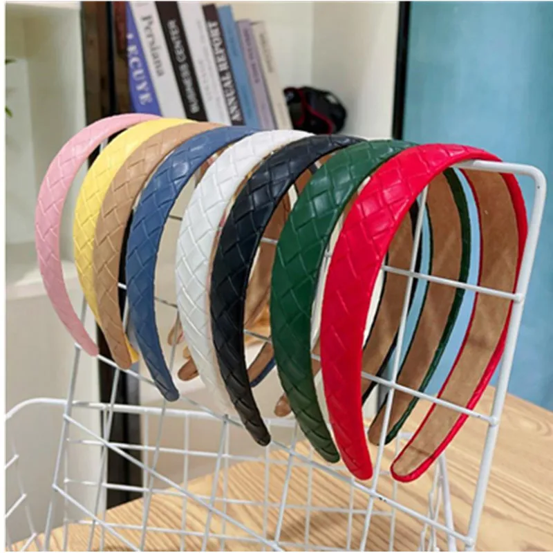 Teen Girls Hair Accessories PU Leather Hairband Solid Lovely Headwear Face Wash Head Band Casual Hair Ornament Hair Hoop