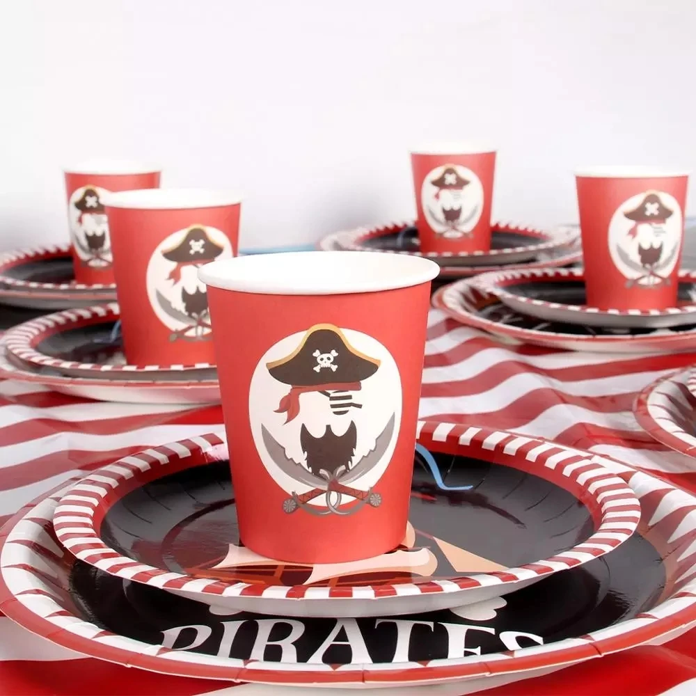 Pirate Theme Party Disposable Tableware Birthday Party Decorations Kids Party Supplies Napkins Paper Plates Birthday Decoration