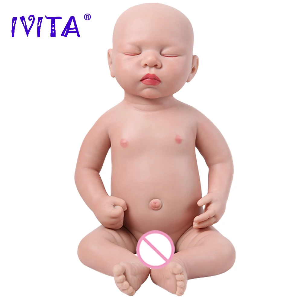 Ivita Wg1507 46Cm 3.2Kg Ogen Gesloten Hoge Kwaliteit Full Body Siliconen Reborn Baby Poppen Realistisch Speelgoed Voor Kinderen Kerstcadeau