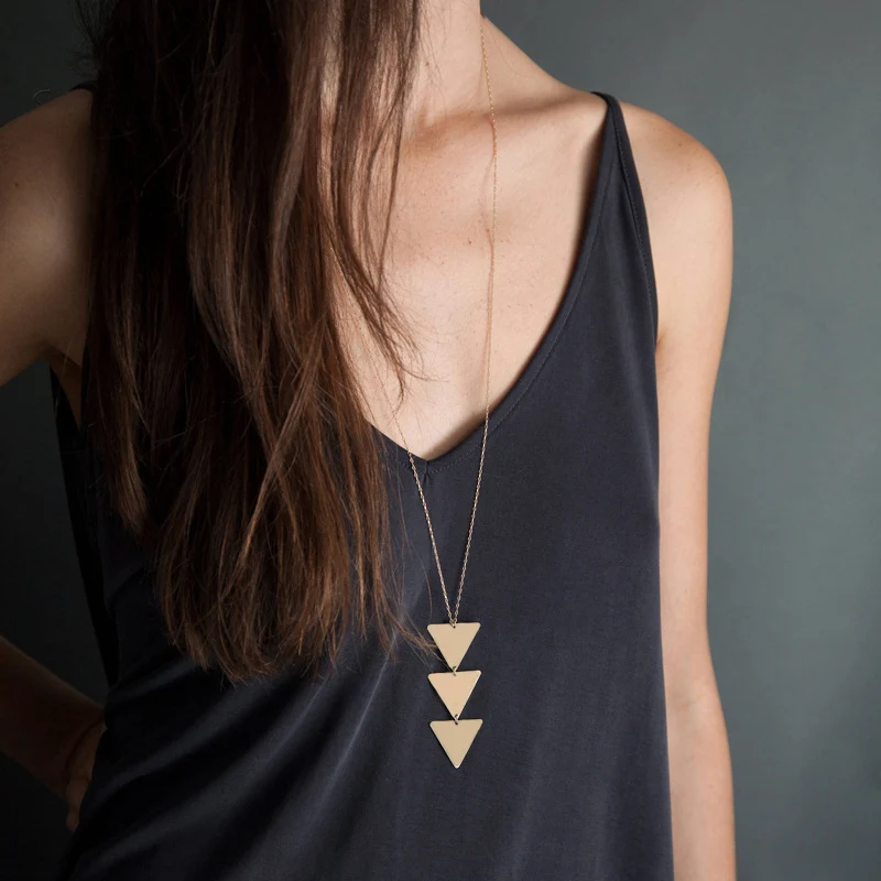 fashion necklace for women Long chain metal smooth triangle one piece Pendant Chains aesthetic Accessories neck Gift wholesale