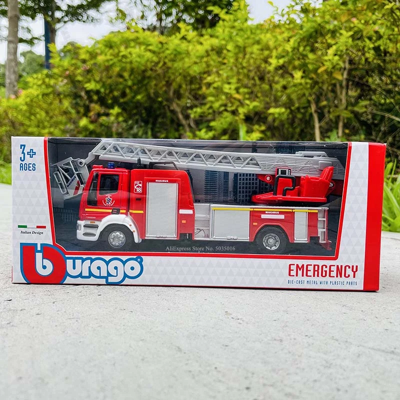 Bburago 1:50 lveco Magirus 150E 28 fire truck engineering vehicle die-casting metal children\'s toy gift simulation alloy car