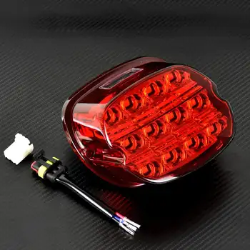 Luz LED de 12 V para motocicleta, luz trasera de freno con lente ahumada/roja, lámpara de matrícula trasera para Harley Dyna Touring Sportster Wide Glide 8 best sales Luz trasera Harley - №8