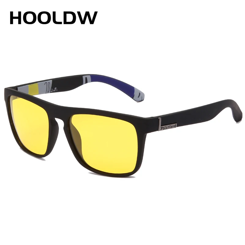 HOOLDW Night Vision Glasses Men Women Polarized Sunglasses Yellow Lens Anti-Glare Goggle Night Driving Sun glasses UV400 Eyewear