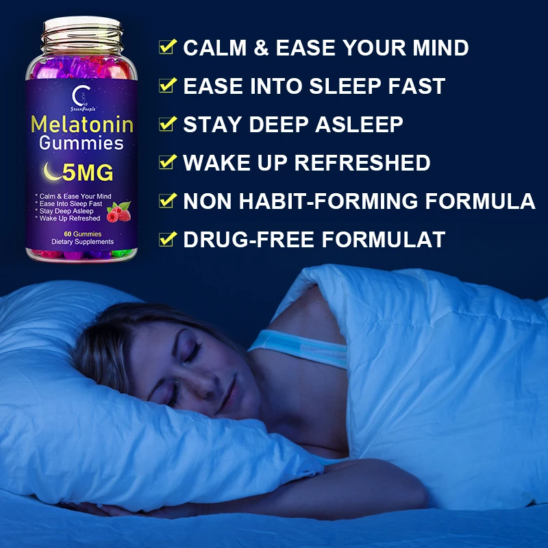 GPGP Greenpeople organic Melatonin Gummies  Anxiety-Stress Relief Help Sleep Help Deep Sleep Save Insomnia For Man and Woman