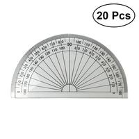 20Pcs 4 Inch 10cm Plastic 180 Degrees Protractor For Angle Measurement Rulers School Office Student Math (Transparent)