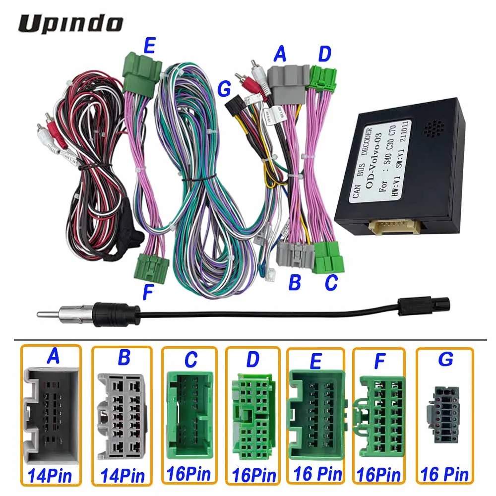 Car Radio Cable CAN-Bus Box Adapter for Volvo S40 C30 C70 2006-2012 Wiring Harness Media Player Power Connector Socket