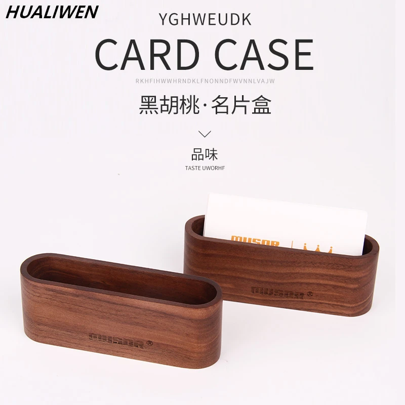 Business Card Holder&Note Holder Display Device Card Stand Holder Wooden Desk Organizer Office Accessories 10.8*4cm