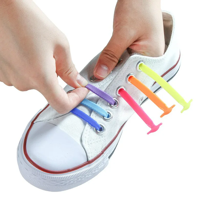 16Pcs/Lot Silicone Shoelaces Round Elastic Shoe Laces Special No Tie Shoelace For Men Women Lacing Rubber Zapatillas Lacets Pour