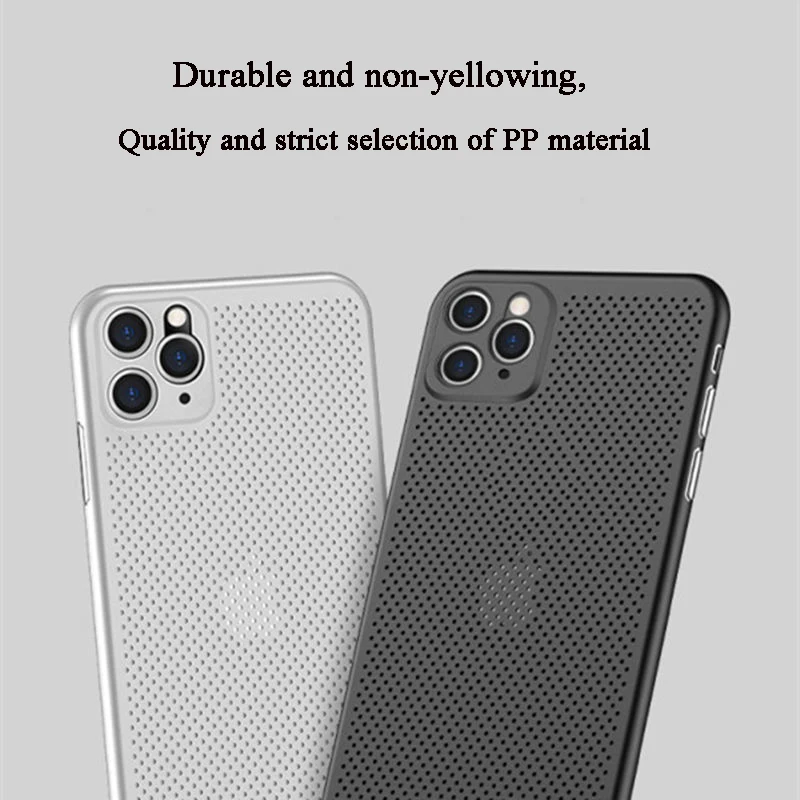 Heat Dissipation Breathable Cooling Case For iPhone 15 14 13 12 11 Pro Max XR S X 8 7 Plus SE 12Pro PP Plain Color Coque Capinha