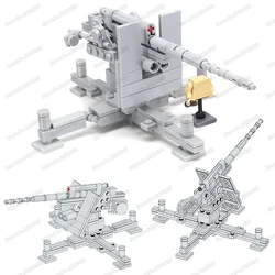 Military WW2 German Anti-aircraft Artillery Building Block Moc Army Figures Soldier Fight Air Force Weapons Model Child Gift Toy