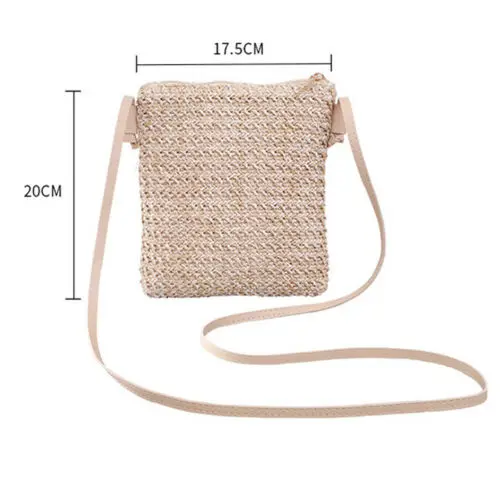 Eco-Friendly Solid Straw Woven Plait Small Bags  Sundries Messenger Holder Coin Card Comestic Travel Storage Bags