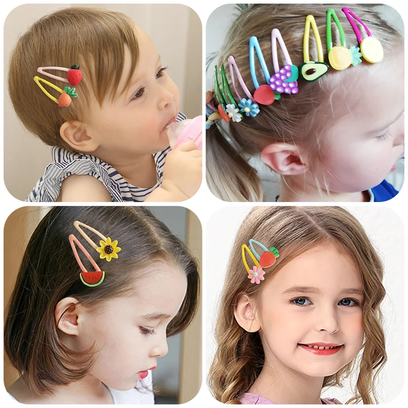 5/10 Pcs/Set Girls Cute Cartoon Animals Fruit 5 Cm Hairpins Children Lovely Hair Clips Barrettes Gift Kids Hair Accessories Gift