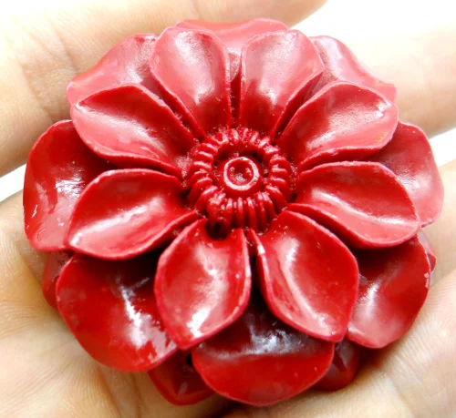 Chinese Organic Cinnabar natural Quartz crystal carve of flower charm Pendant for diy Jewelry making Necklace Accessories  A10