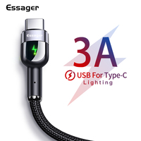 Essager USB Type C Cable 3A Fast Charging USB-C Wire Cord LED Mobile Phone Type-c USBC Charger Data Cable For Xiaomi mi 10 9 Pro