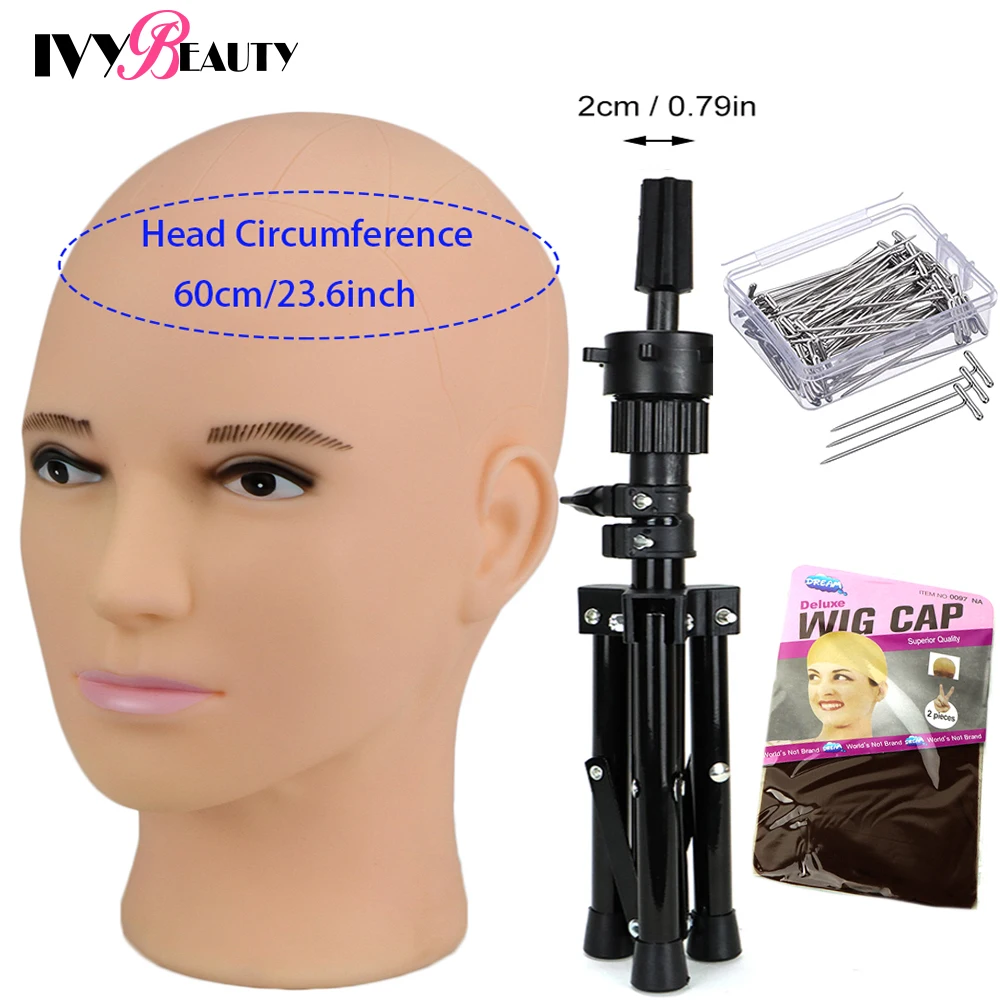 Big Size Male Blad Mannequin Head Training Head With Wig Stand Tipod For Wig Making Display Cosmetology Manikin Head With Tripod