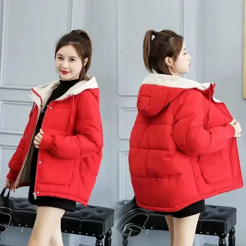 

Winter Jacket Women Pockets Parkas Hooded Female Jackets Thickening Warm Coat Zipper Wadded Jacket