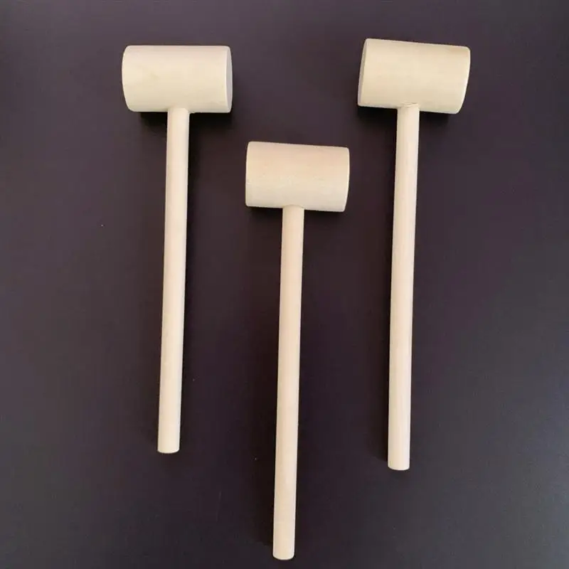 20 Pcs Hammer Toys Solid Wood Flat Head Hitting Hammer Mallets Mini Hammers Educational Toy for Home