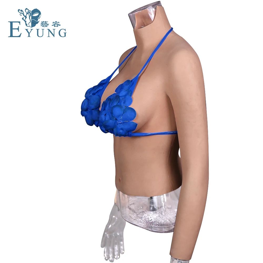 D CUP Realistic Silicone Breast Forms No Oil Half Body Fake Boobs With Sleeves for Crossdresser Shemale Drag Queen Crossdressing