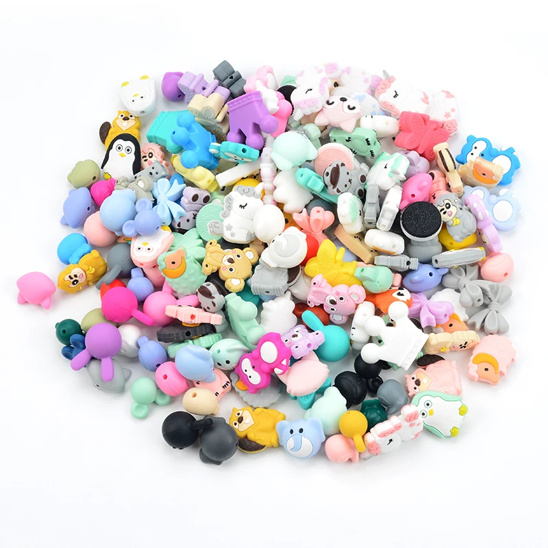 LOFCA Fashion Charm Jewelry Animal Mini  Silicone Beads Necklace BPA Free Silicone DIY  bracelet necklace jewelry accessories