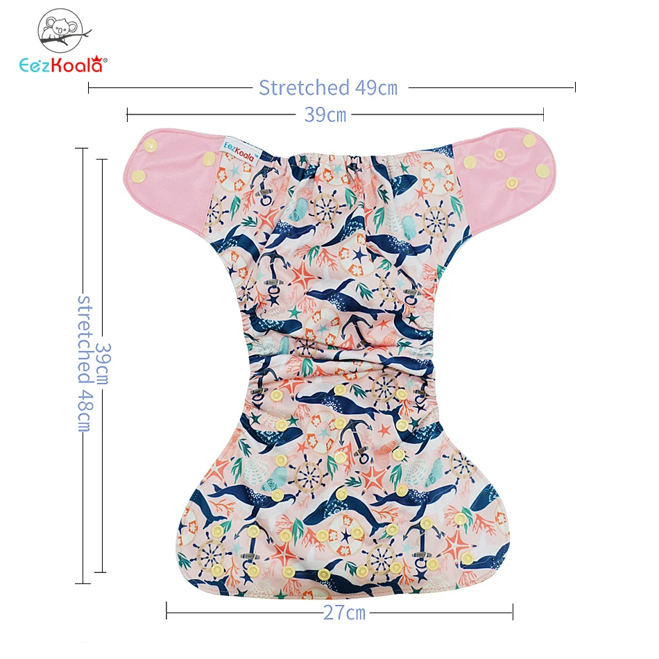 EezKoala 1pc Reusable Cloth Diaper Washable Baby Pocket Nappy Eco-Friendly  Adjustable fit 3-18kg